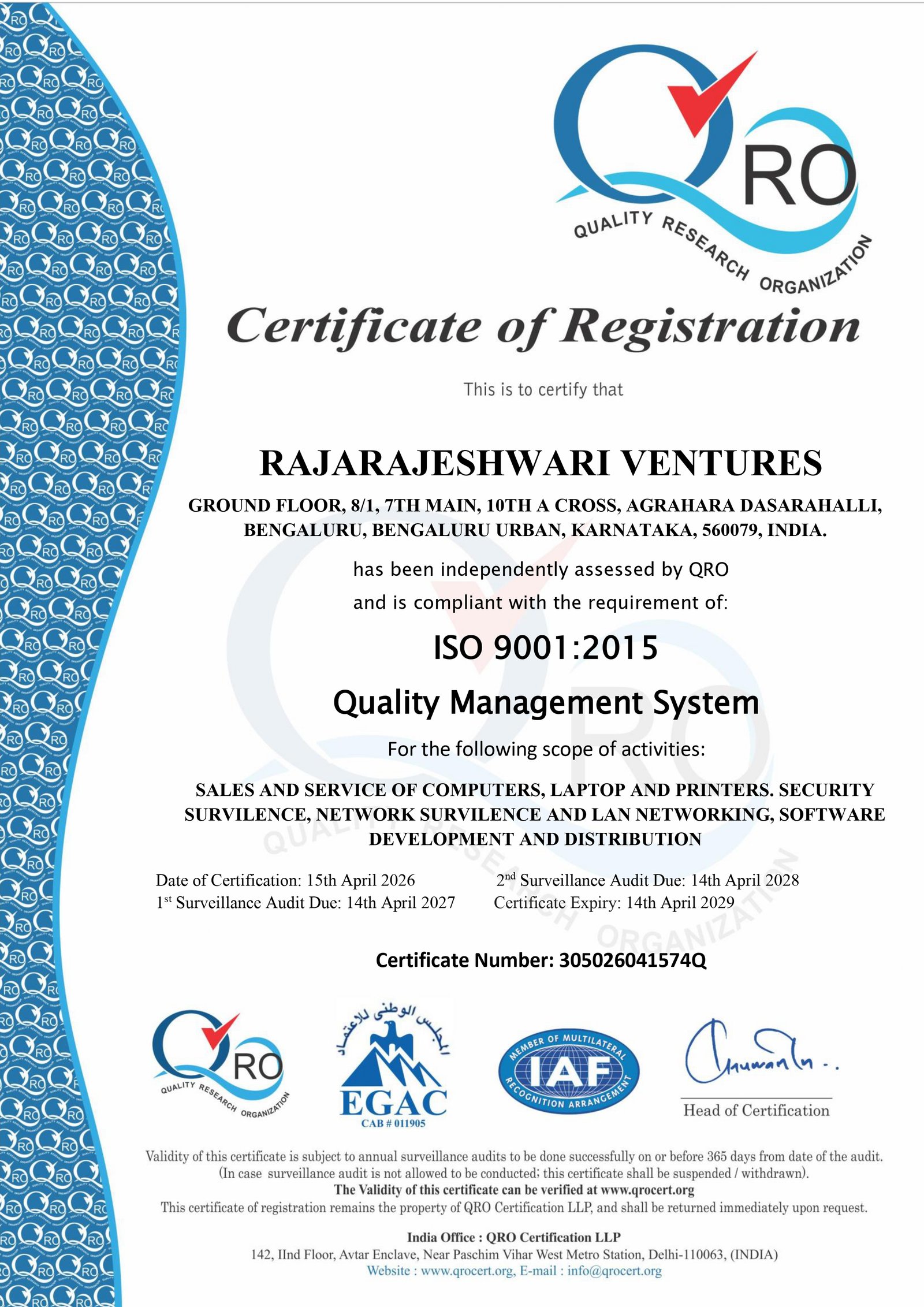 ISO 9001 Certificate